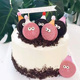 圆形夹心饼干蛋糕装饰摆件粉色奥利奥生日装扮插件蝴蝶网格儿童节
