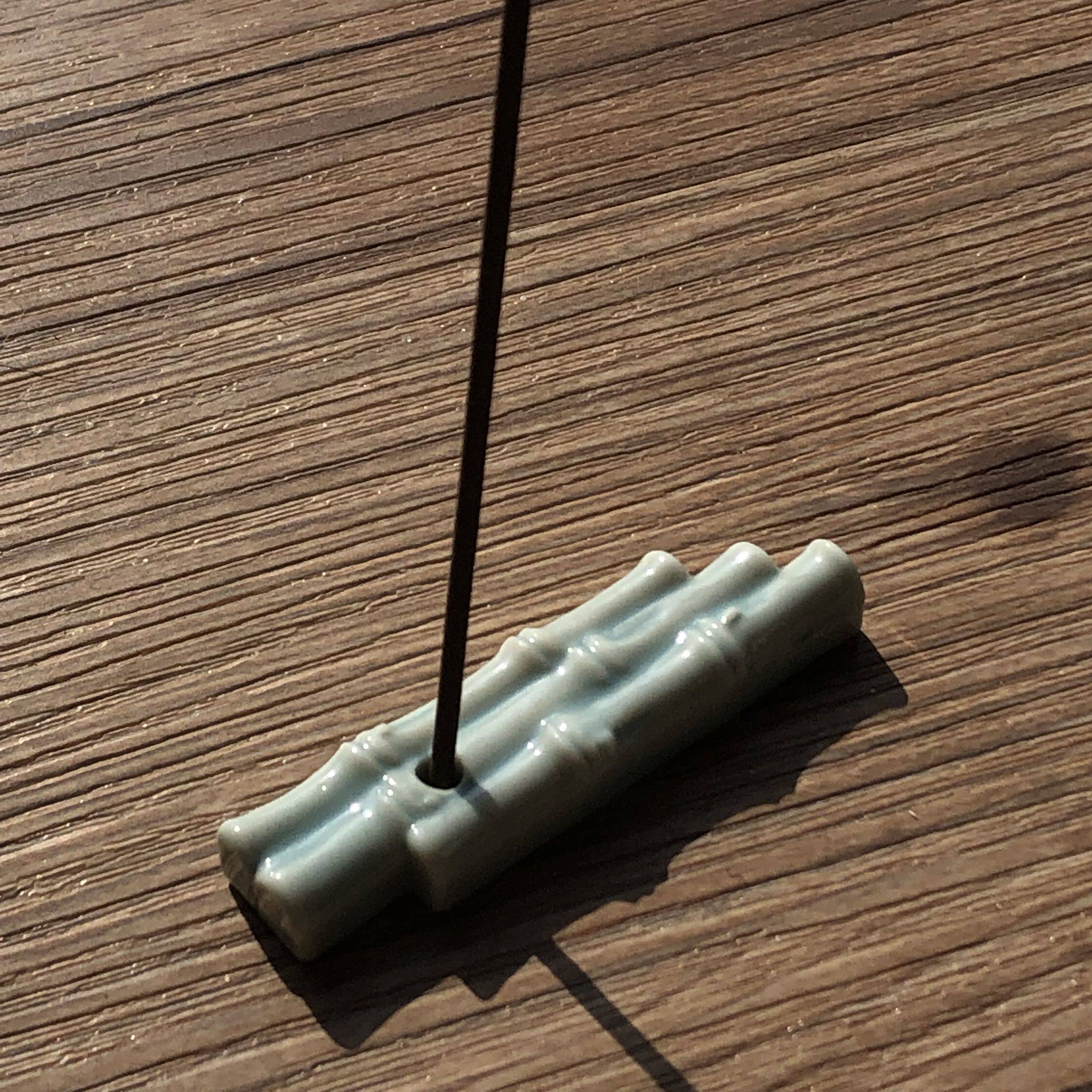 玉初堂 陶瓷 竹子形状香插 香盘 香立日式线香仿古禅意香炉