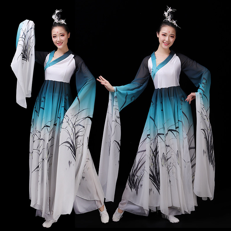 古典舞演出服长袖古装女飘逸舞蹈中国风汉服风筝误水袖惊鸿舞仙女