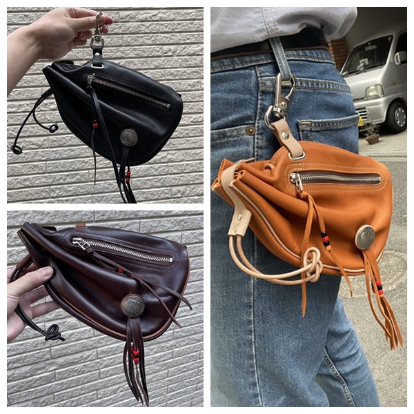 官方代理日本redmoon红月rm-bbw真皮牛皮休闲小号饺子包挂包腰包