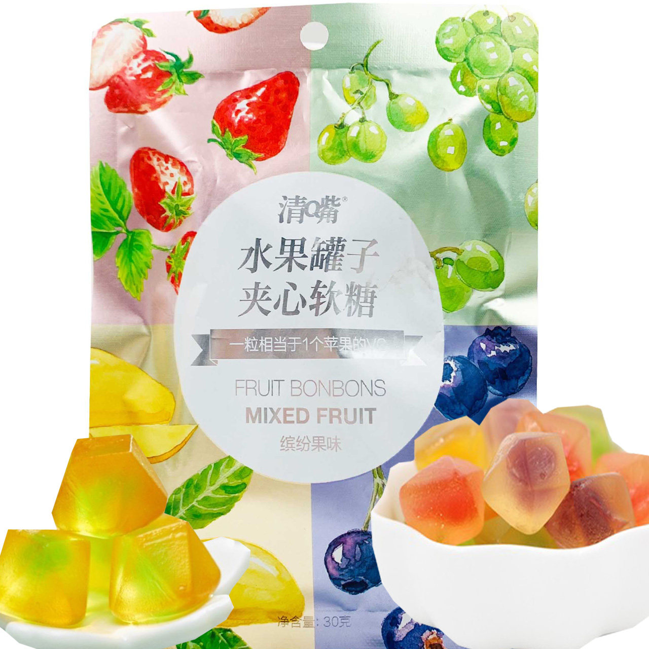 临期糖果特价 清嘴蜜桃红茶西柚味含片糖果30g芒果草莓味夹心软糖