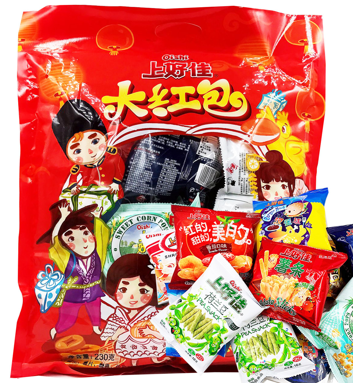 上好佳大红包230g 膨化/薯片/糖果/代可可脂巧克力制品礼包临期价