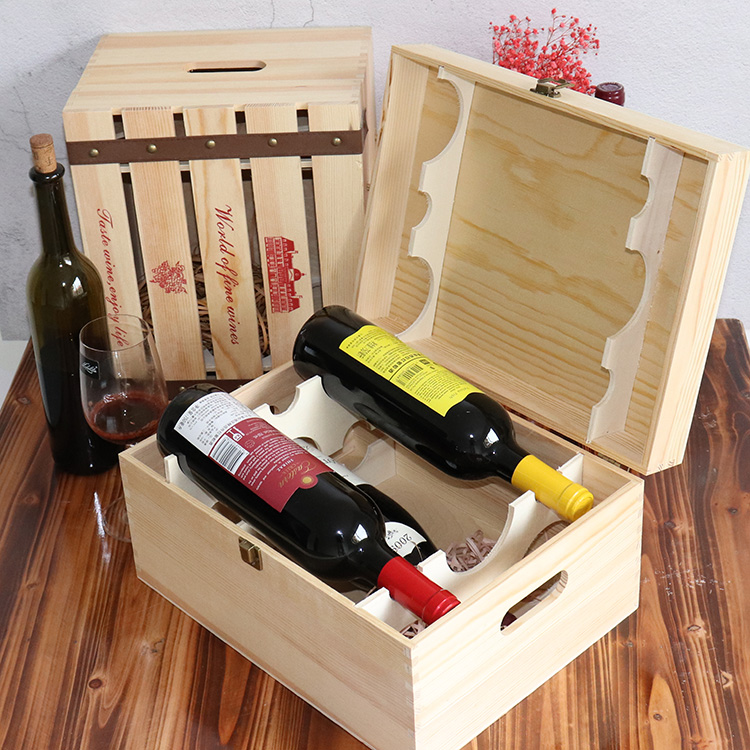 酒盒木制木盒木质包装红酒盒1支2支4支6支大肚瓶红酒礼盒现货厂家