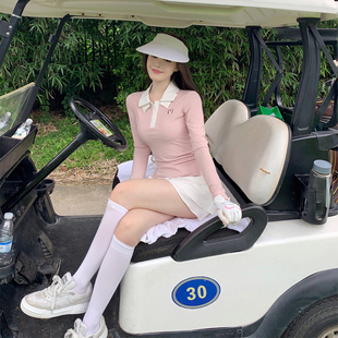 韩版高尔夫运动服饰春秋速干长袖上衣休闲修身女装网球服短裙套装