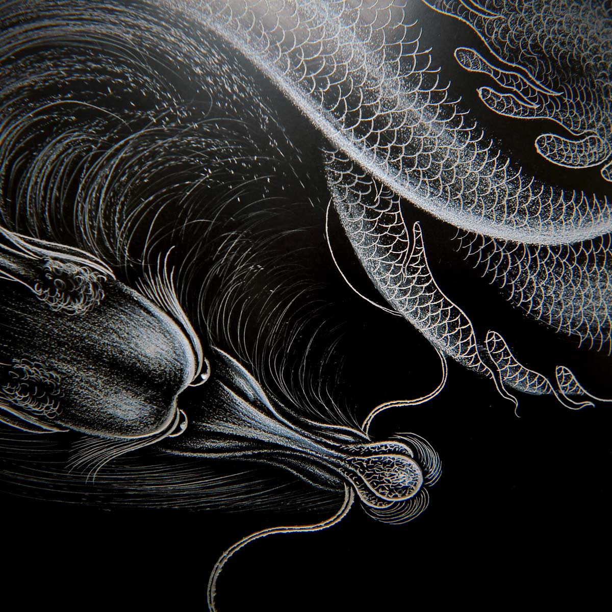 中国黑陶工艺美术大师 刘德功 手工影雕作品《龙》