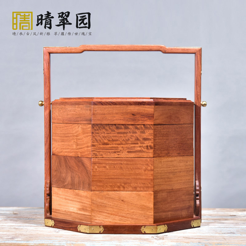 花梨木食盒古代饭盒提篮餐具多层木质点心餐盒提盒中式伴手礼提篮
