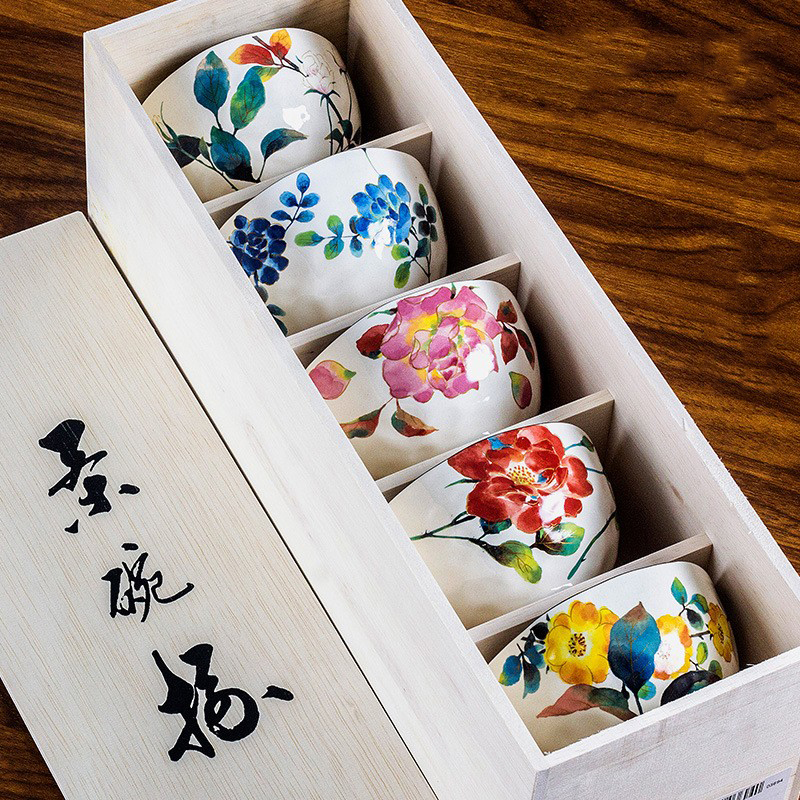 日本进口美浓烧和蓝碗陶瓷餐具高颜值家用米饭碗日式复古礼盒套装
