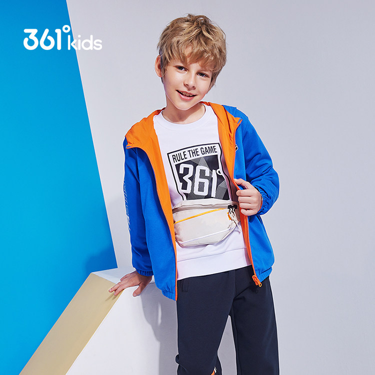 361童装 男童两面穿外套2021年秋季新款中大童儿童连帽上衣开衫男
