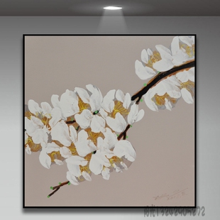 现代简约装饰画油画抽象画手绘客厅挂画壁画原创写意桃花yg2123