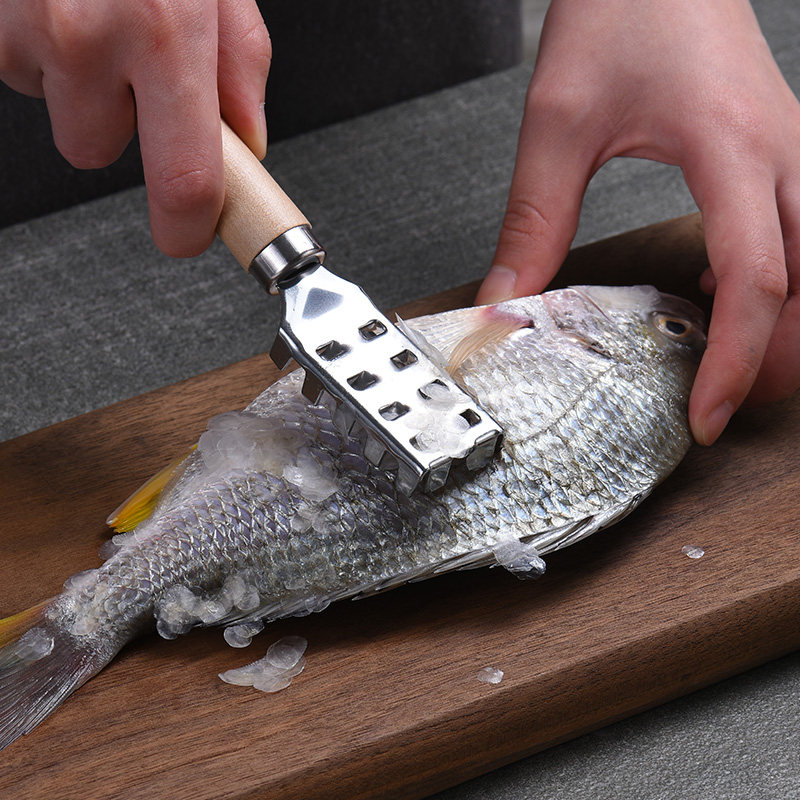日本不锈钢鱼鳞刨刮鳞器杀鱼刨刀刮鳞器去鱼鳞工具鱼鳞刷厨房用品