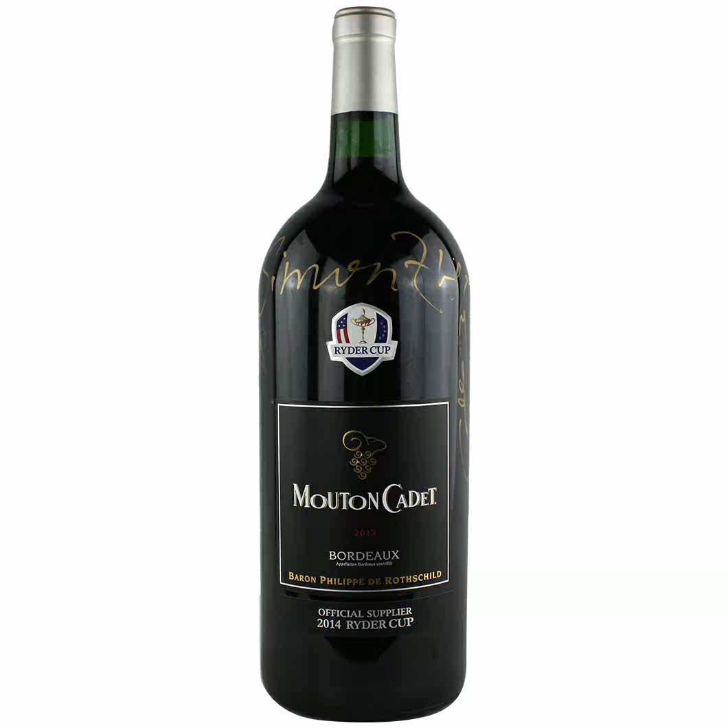 木桐嘉棣莱德杯庄主签字 3l mouton cadet ryder cup rouge_不打折