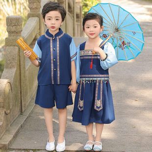 少数民族服装儿童广西壮族六一节表演服男童苗族演出服女童舞蹈服