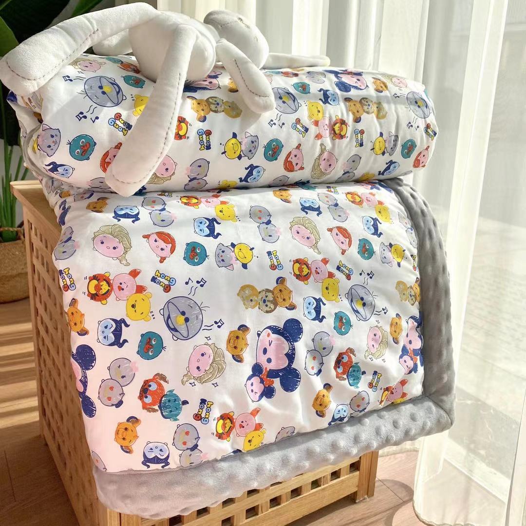 出口韩国儿童豆豆被ins可爱卡通米奇米妮春秋被儿童幼儿园小被子