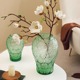 法式浮雕玻璃花瓶客厅插花高级感摆件玄关桌面水培透明大花器A+级