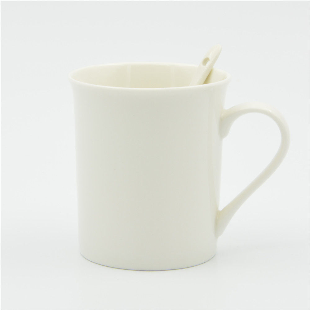 udmg/清仓 直身反口杯马克杯 纯白简约ins办公杯带勺企业定制-泡美丽(