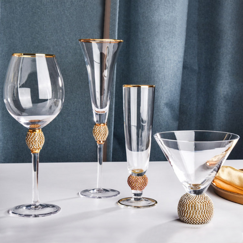 金边红酒杯香槟杯创意复古镶钻石葡萄