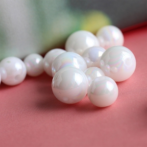 高亮炫彩人造珍珠散珠乳白ab彩圆珠直孔手工制作耳钉耳环diy材料