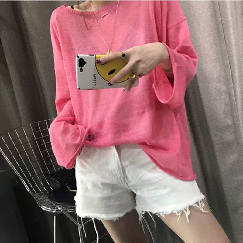 韩版宽松上衣大码女装夏季新款长袖显瘦薄款百搭冰丝麻针织衫女在类目 女装/女士精品, 毛针织衫中 - 来自Buy2taobao.com提供专业的淘宝代购服务