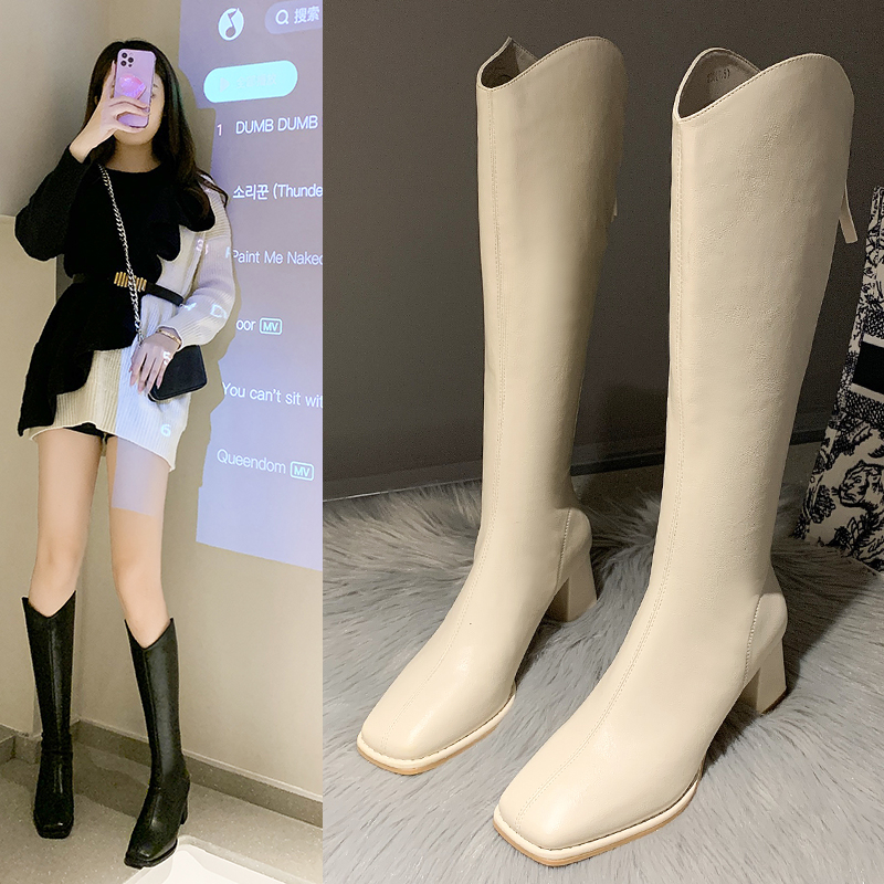 马丁靴2021年新款女长筒白色