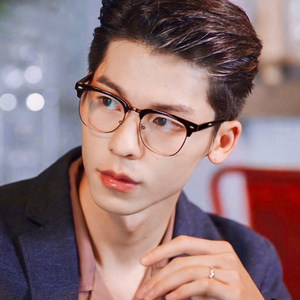 复古半框近视眼镜男可配度数时尚潮流明星同款韩系眼镜框大脸显瘦