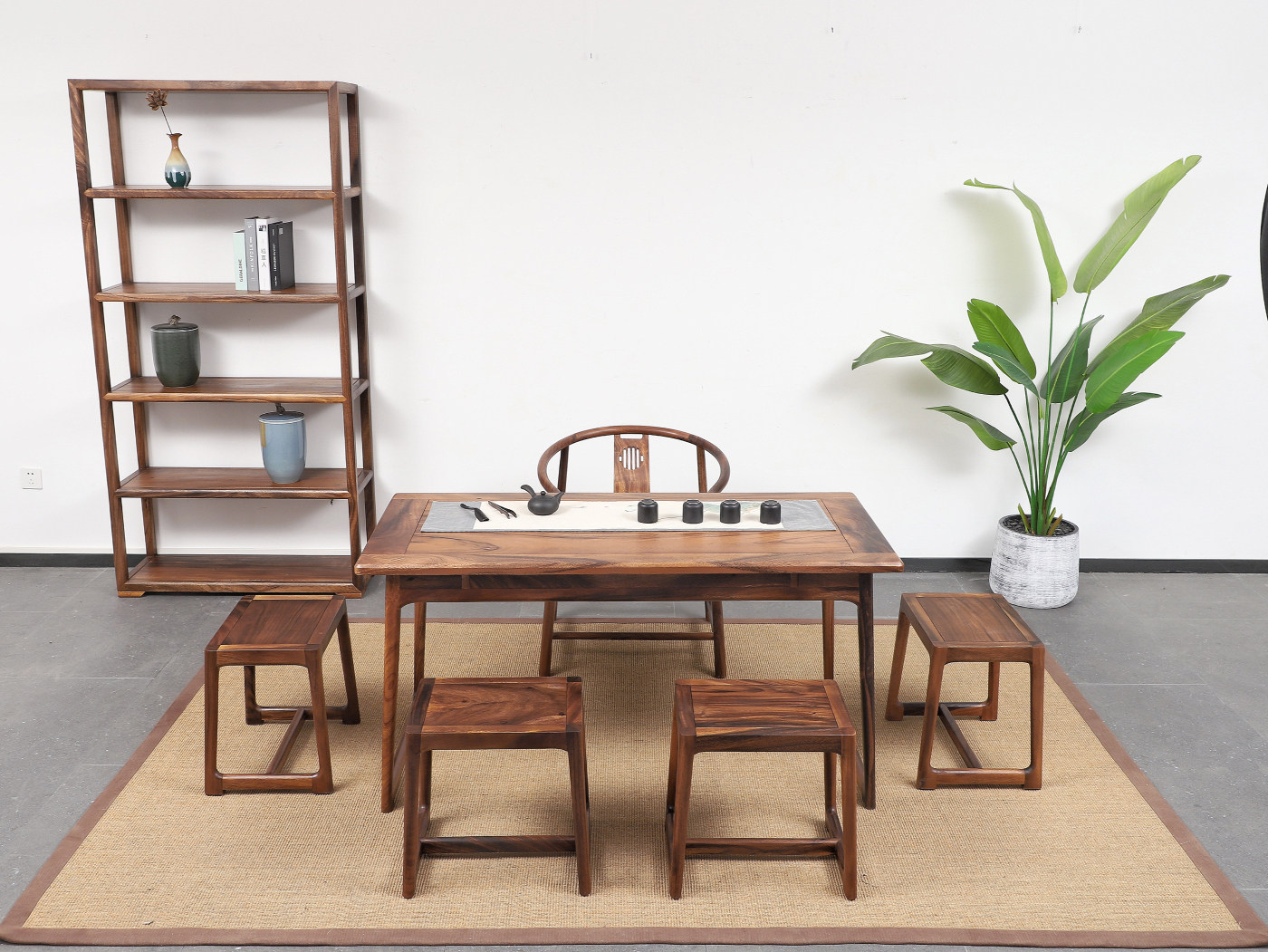 南美胡桃木素问茶桌椅组合新中式实木功夫泡茶家用小茶台禅意茶几