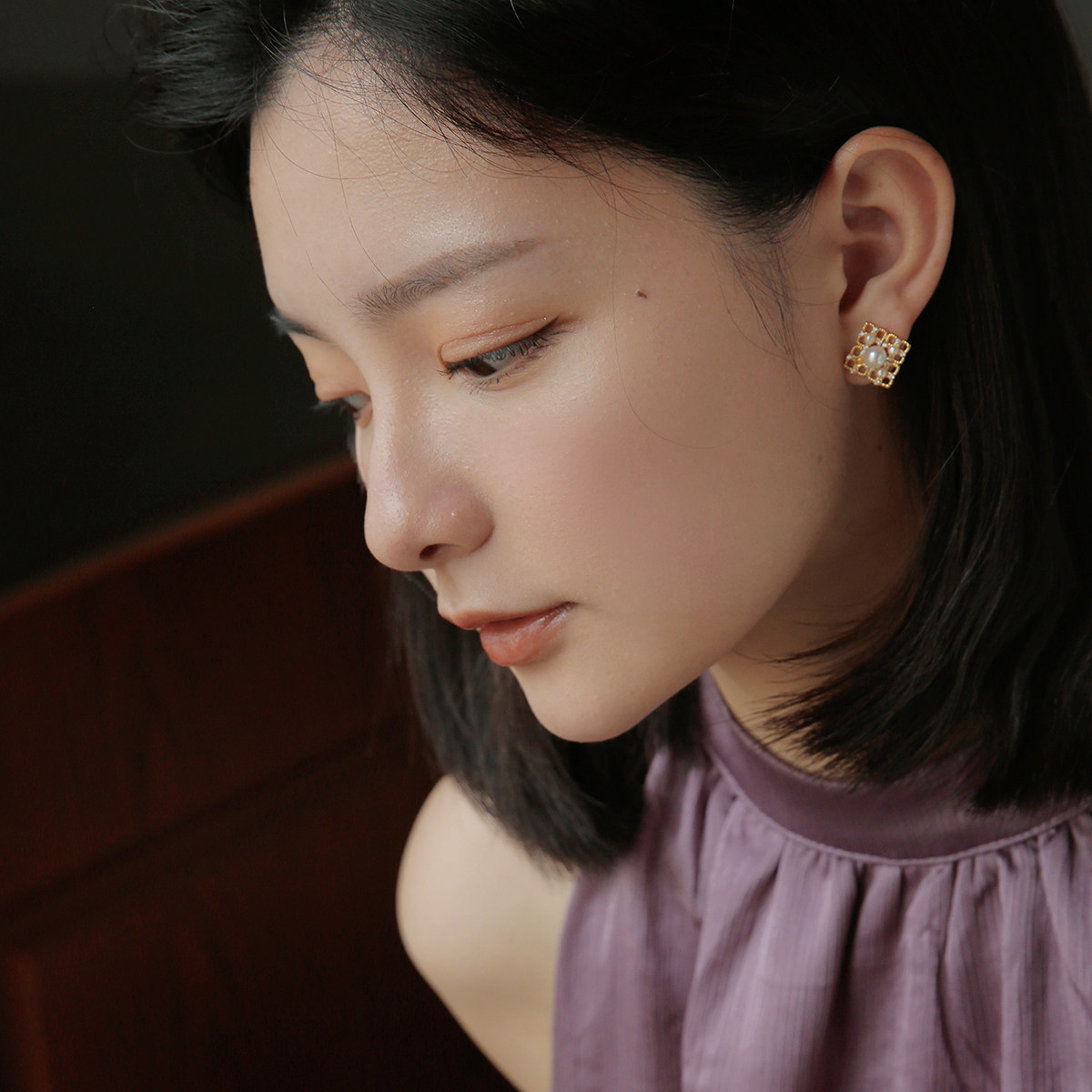 高级感轻奢天然珍珠耳夹女无耳洞蚊香盘耳环女夏季款简约小众耳钉