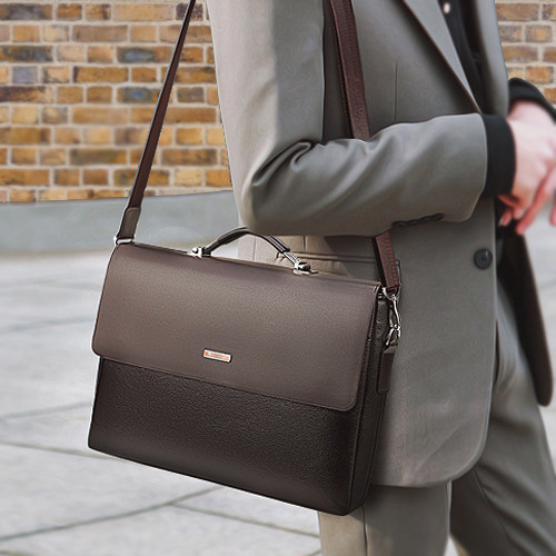 男士提包休闲商务出差公事包单肩斜挎青年挂包公文包办公包工文包