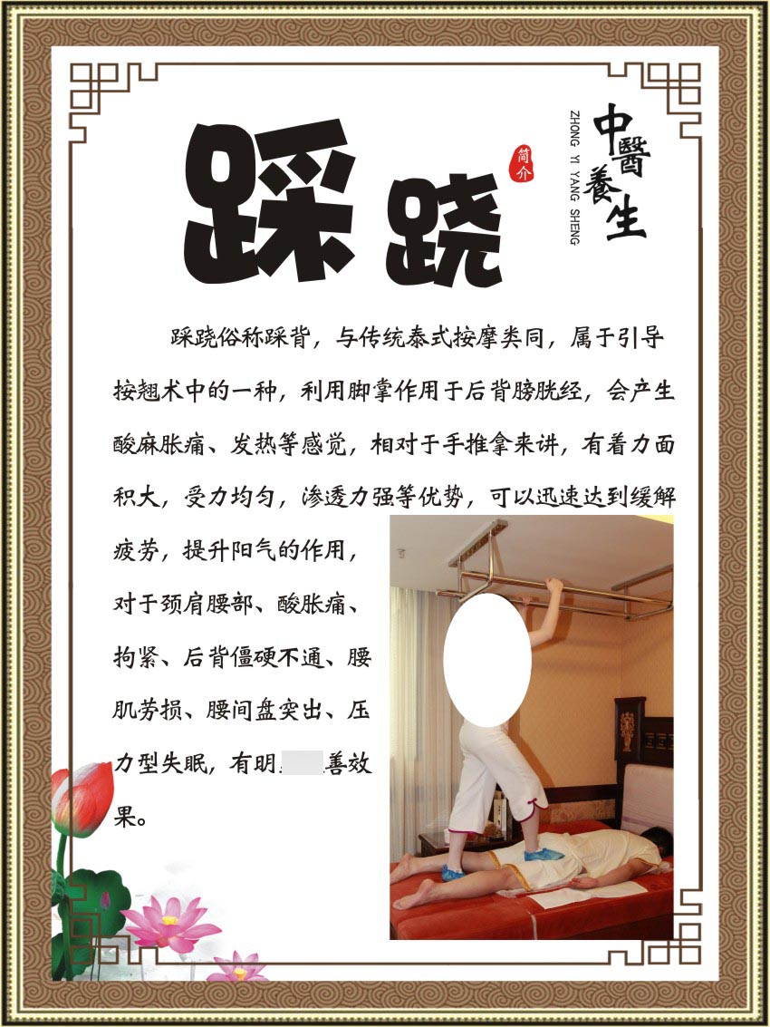 m769中医养生背部踩跷踩背简介海报定制印制展板写真