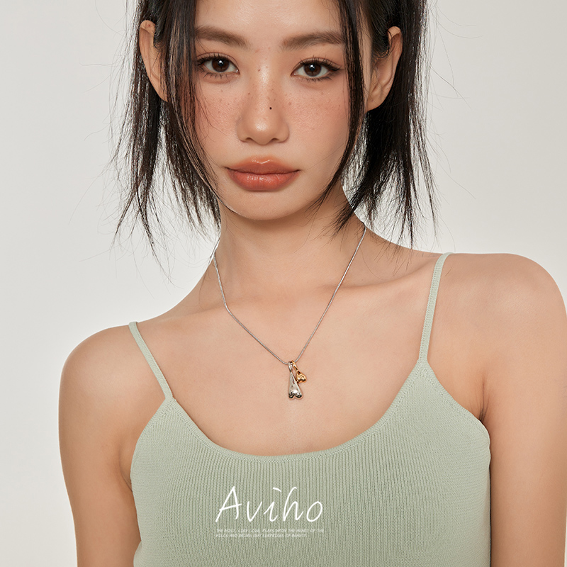 aviho 人鱼传说 小众设计感时髦金银撞色不规则爱心项链锁骨链