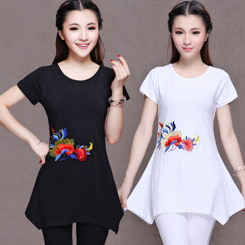Summer wear Large mom Ethnic style Short sleeved T-shirt Cropped Trousers Embroidery pure cotton motion leisure time suit Two piece setin the Women's clothing/Boutique , Set/Student uniforms/Work uniforms , Leisure sports suit  category - from Buy2taobao.com to provide professional Taobao agent buy service