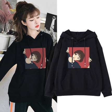 2018新款ins超火的连帽卫衣女士春秋bf薄款韩版潮学生宽松ulzzang