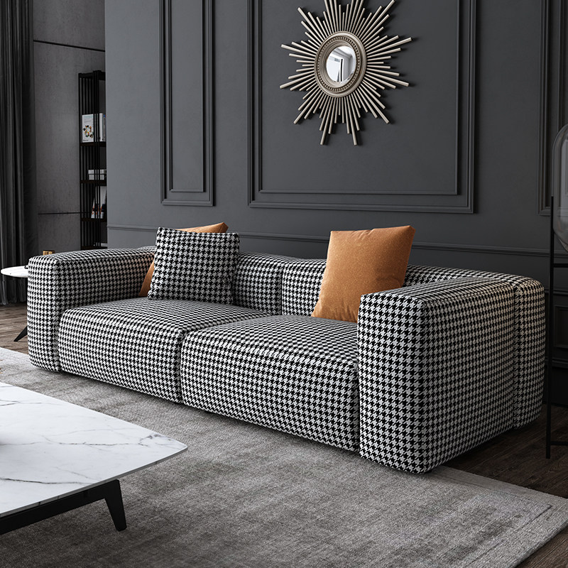 千鸟格沙发布艺组合北欧简约现代客厅