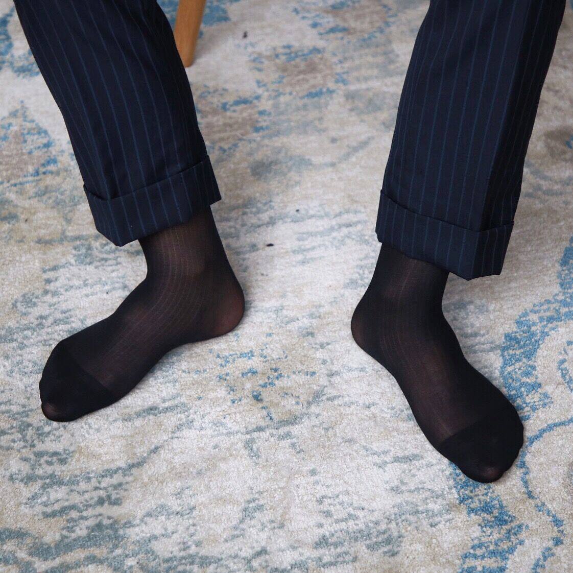 鹿三先生夏季男士商务正装日系防臭薄款皮鞋丝袜性感中筒男丝袜