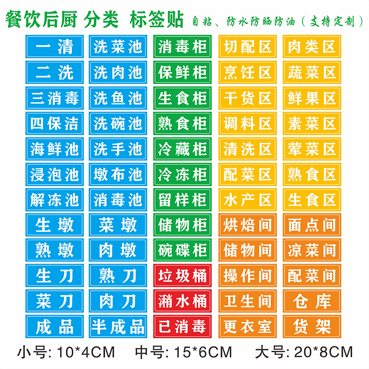 后厨房标识分类标签贴餐厅食堂食物冷藏生食熟食标识贴纸定制防水