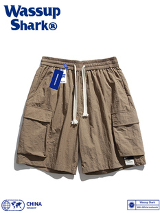 Wassup Shark工装短裤男士夏季冰丝速干薄款运动休闲沙滩裤五分裤