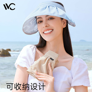 VVC贝壳帽防晒空顶帽彩胶涂层女夏季可调节软头围防晒帽子遮阳帽