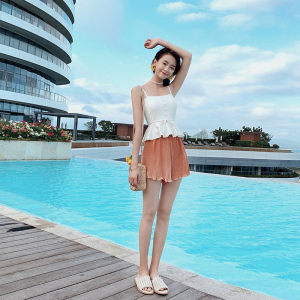 游泳衣女2019新款性感比基尼泳衣三件套裙式遮肚显瘦学生保守泳装