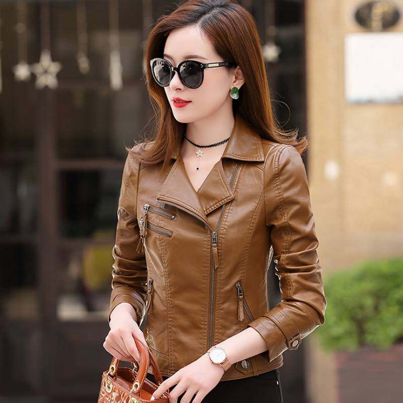 短款女皮衣秋款