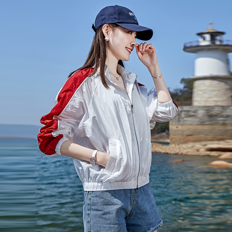 棒球服女防晒衣服夏季超薄款透气无帽没有帽子的宽松休闲运动服