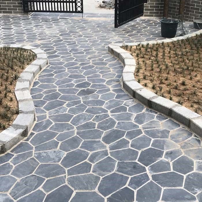 别墅天然青石板冰裂纹瓷砖户外碎拼文化石广场田园地砖防滑耐磨铺