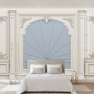 3d立体墙布欧式轻奢壁纸素色石膏线电视背景墙纸客厅卧室壁画988