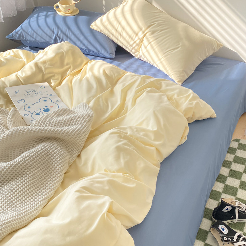 水洗棉床单 单件纯色ins风少女学生宿舍单人被单枕套2三件套1米8