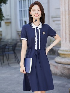 幼儿园老师园服短袖连衣裙夏季教师职业装幼师工作服学院风jk制服