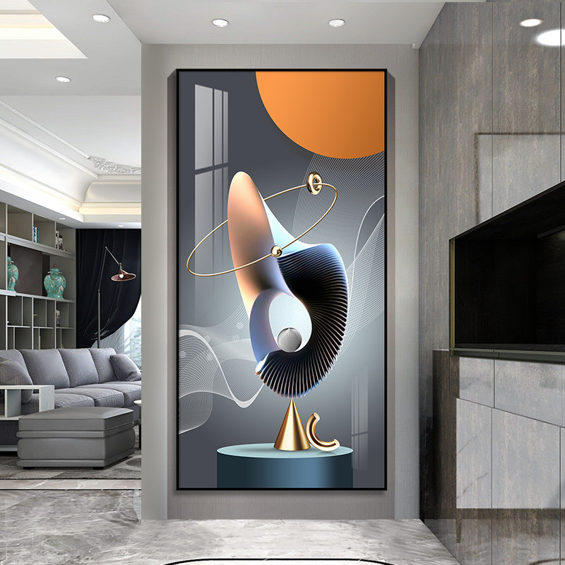 北欧墙画客厅装饰画沙发背景墙三联画现代简约挂画晶瓷画轻奢壁画