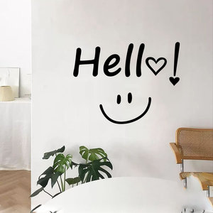       简约ins风hello笑脸墙贴纸
