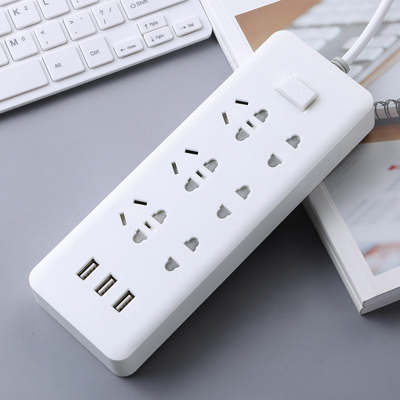 纯白排插座usb多功能插线板带开关插排接线板延长线学生宿舍女