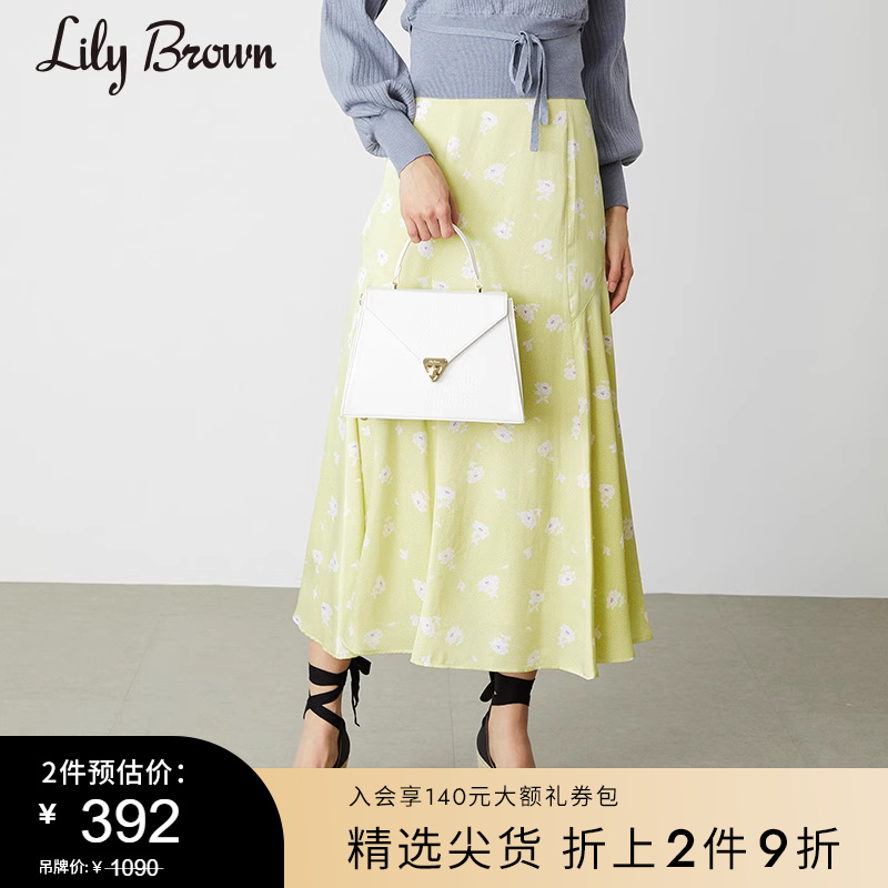 LILY BROWN春夏  甜美少女垂感图案印花半身裙LWFS211059