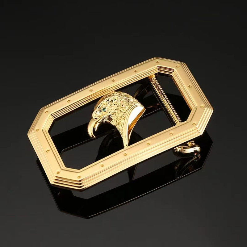 时来运转男士扣头圆形钢扣个性旋转镶满钻貔貅腰带头平滑皮带扣 原价