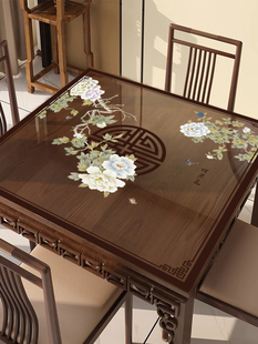 新中式透明八仙桌桌布防水防油正方形餐桌布垫pvc软玻璃方桌垫子