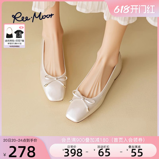 REEMOOR睿慕2024年春新款舒适软底浅口单鞋方头粗跟增高通勤女鞋